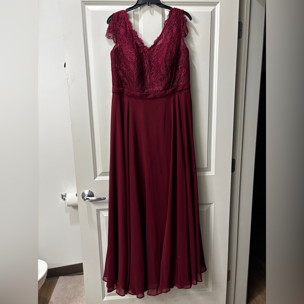 Azazie Red Maxi Gown V-neck Sleeveless Wedding